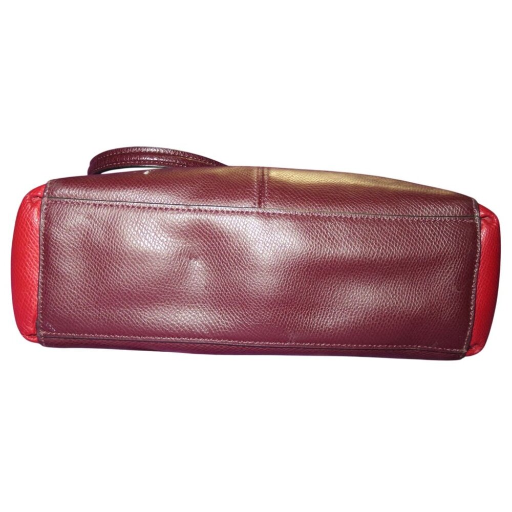 Coach 2016 Christie Mini 2 way Carryall Maroon Red Color block Leather Satchel - Picture 8 of 12